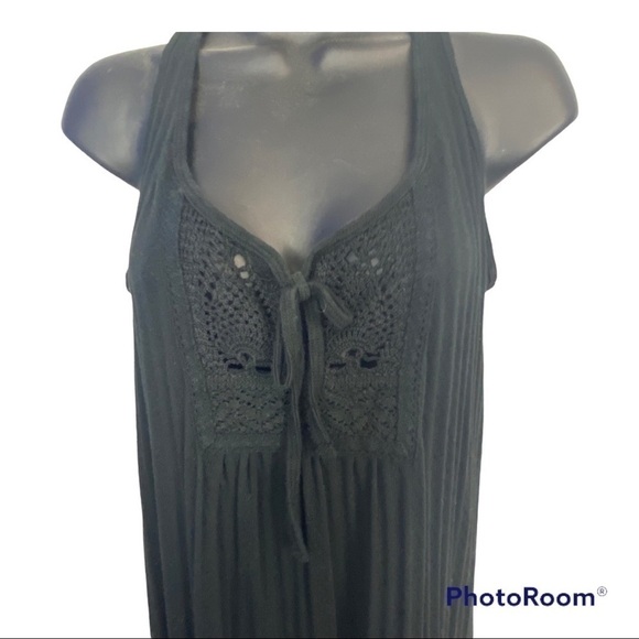 Denim & Supply Ralph Lauren Black Jersey Knit Maxi Dress Oversized Ruffle Hem - Picture 6 of 11